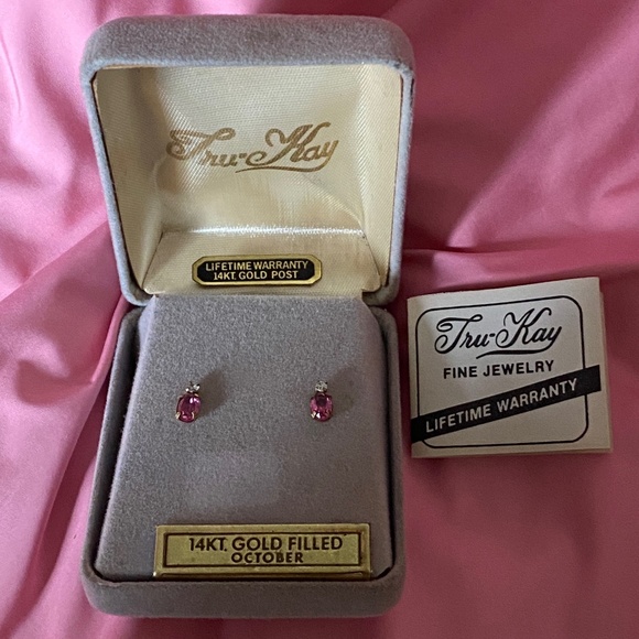 Tru-Kay I October Birthstone Earrings I 14KT GF - Picture 2 of 14